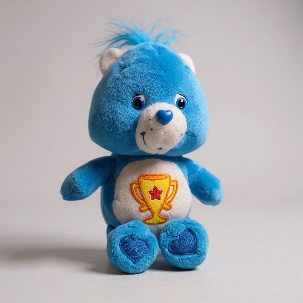 Vintage 2003 Care Bears Beanie Blue Plush with Trophy Design “Trophy Bear”